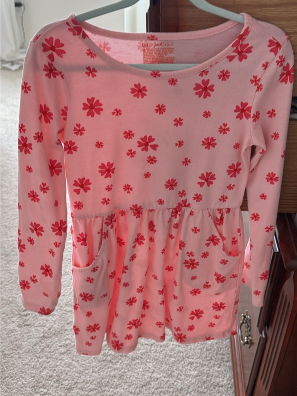 Cat & Jack Pink Floral Long Sleeve Dress with Pockets